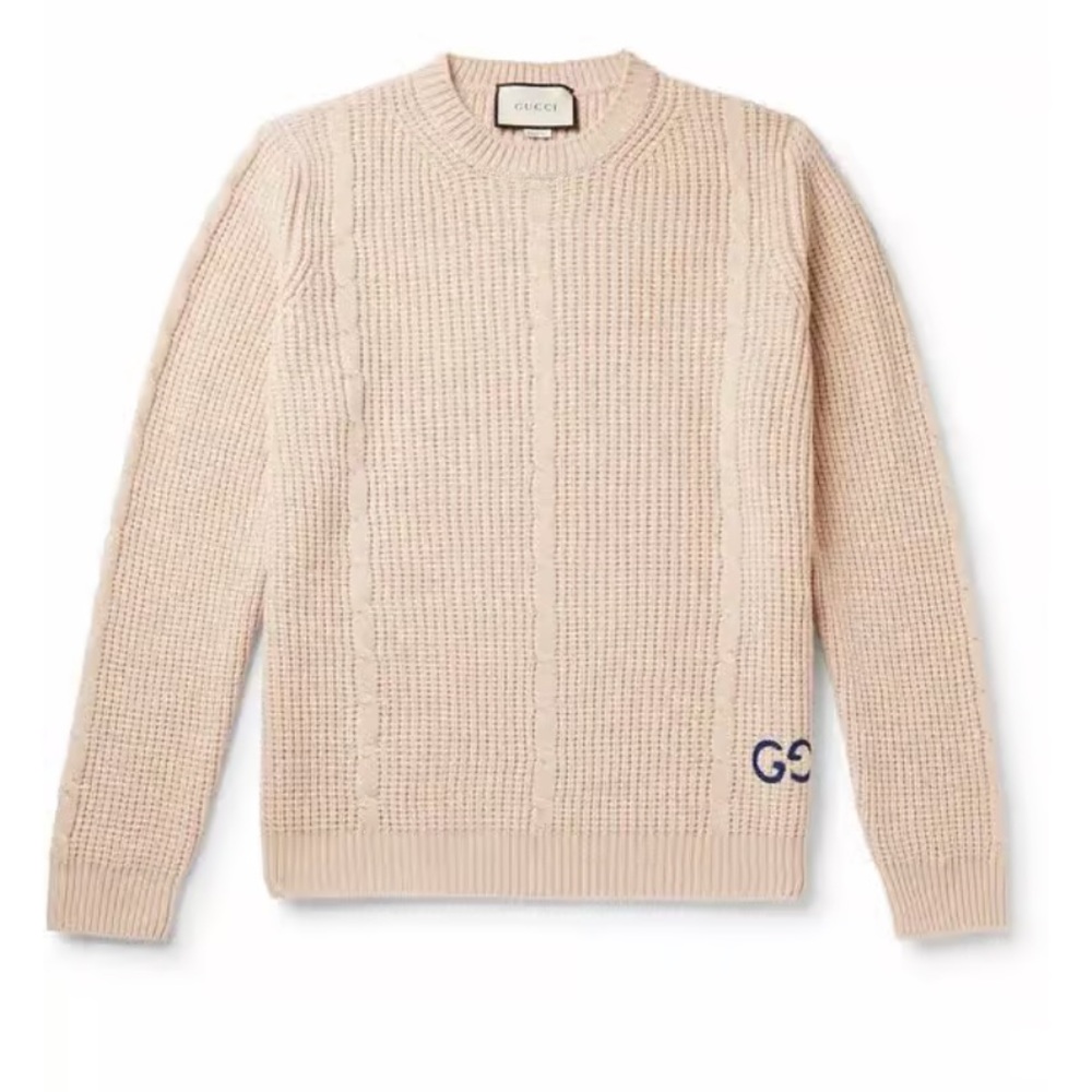 Gucci Logo-Embroidered Cable-Knit Wool-Blend
Sweater